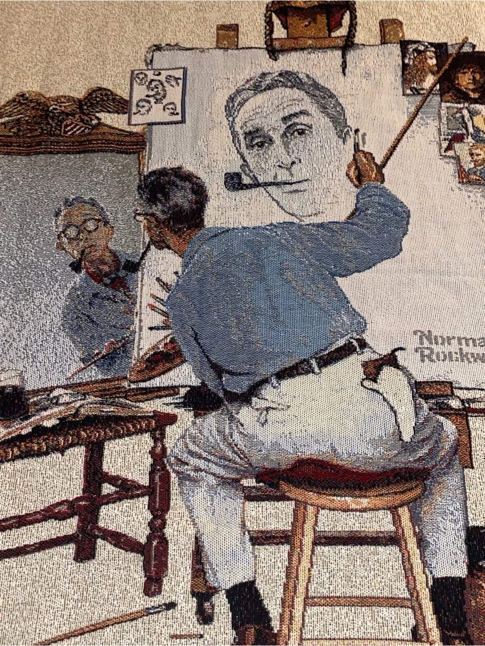 Northwest -Norman Rockwell Throw Featuring Artist at Easel in Blue Shirt